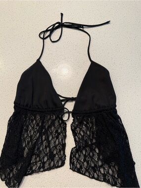 Garage Black Lace Halter Crop Top